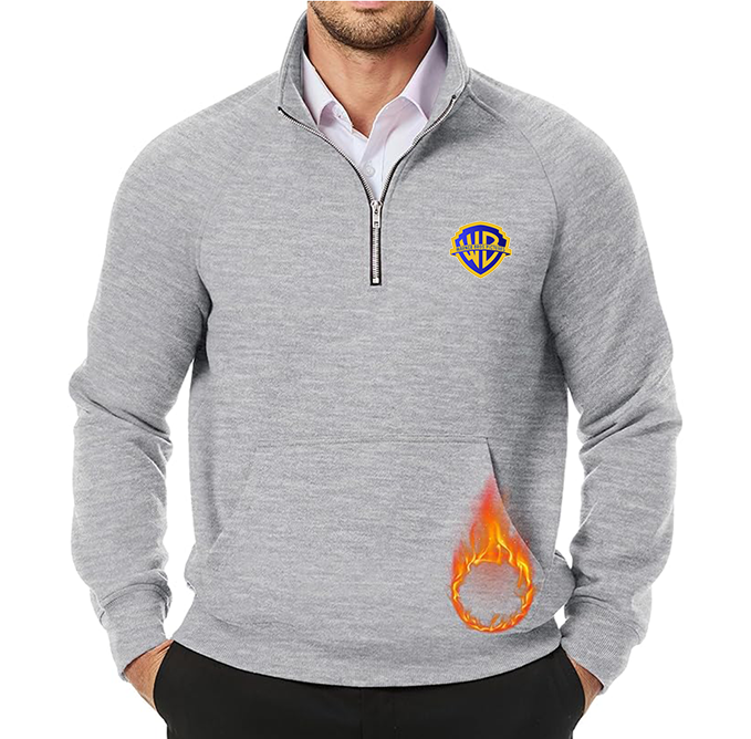 Men's Warner Bros JMIERR  Quarter Zip Pullover Heavy Sweatshirts Warm Fleece Sweatshirt Polo