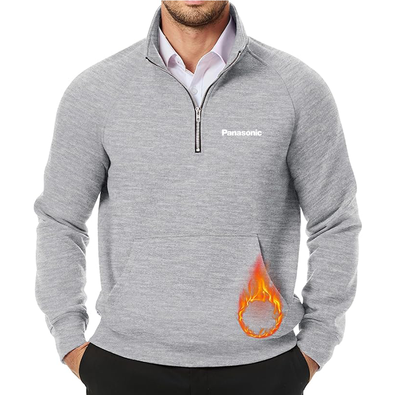 Men's Panasonic JMIERR  Quarter Zip Pullover Heavy Sweatshirts Warm Fleece Sweatshirt Polo