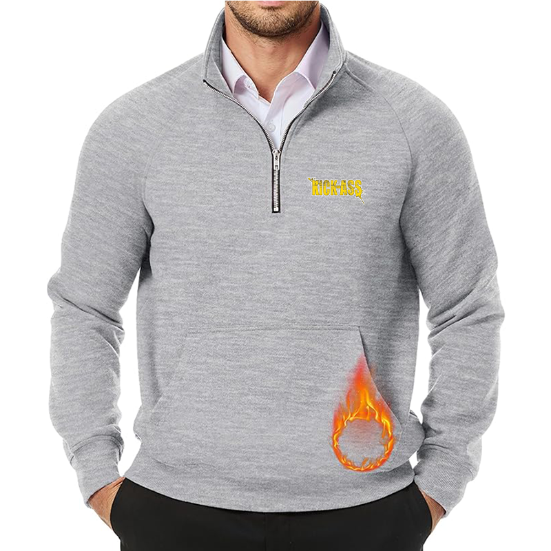 Men's Kick-Ass JMIERR  Quarter Zip Pullover Heavy Sweatshirts Warm Fleece Sweatshirt Polo