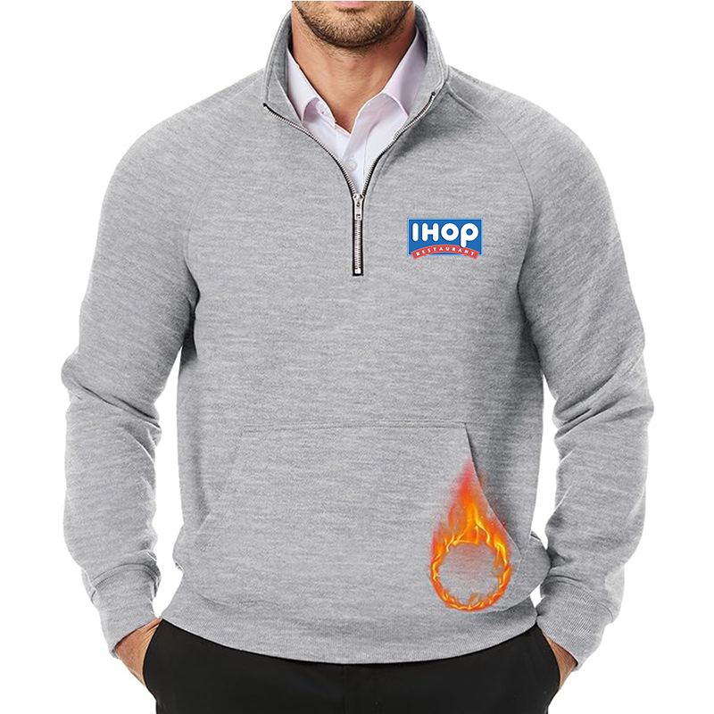 Men's ihop JMIERR  Quarter Zip Pullover Heavy Sweatshirts Warm Fleece Sweatshirt Polo
