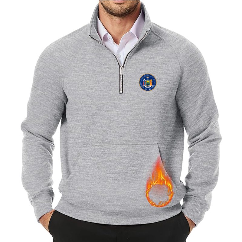 Men's New York  JMIERR  Quarter Zip Pullover Heavy Sweatshirts Warm Fleece Sweatshirt Polo