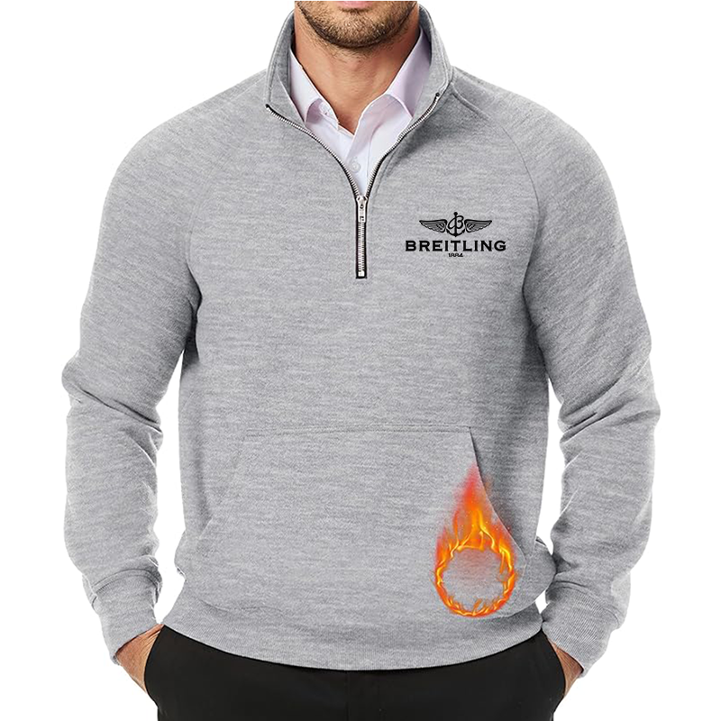 Men's Breitling  JMIERR  Quarter Zip Pullover Heavy Sweatshirts Warm Fleece Sweatshirt Polo