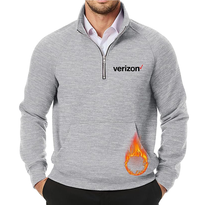 Men's Verizon JMIERR  Quarter Zip Pullover Heavy Sweatshirts Warm Fleece Sweatshirt Polo