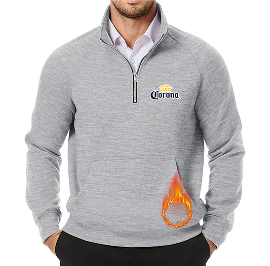 Men's Corona JMIERR  Quarter Zip Pullover Heavy Sweatshirts Warm Fleece Sweatshirt Polo
