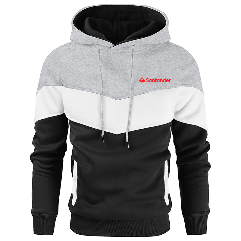 Men's Santander  Gesean Novelty Color Block Pullover Fleece Hoodie Long Sleeve Casual Sweatshirt with Pocket