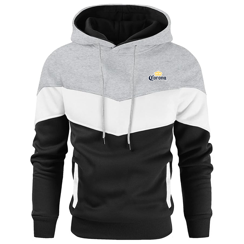 Men's Corona Gesean Novelty Color Block Pullover Fleece Hoodie Long Sleeve Casual Sweatshirt with Pocket
