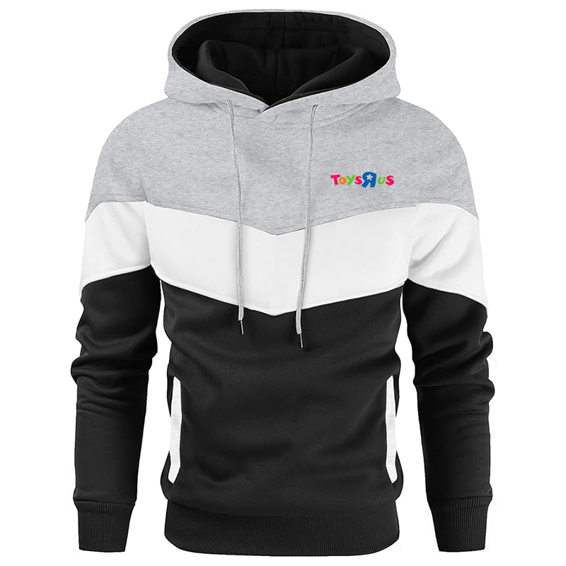 Men's Toys R Us Gesean Novelty Color Block Pullover Fleece Hoodie Long Sleeve Casual Sweatshirt with Pocket