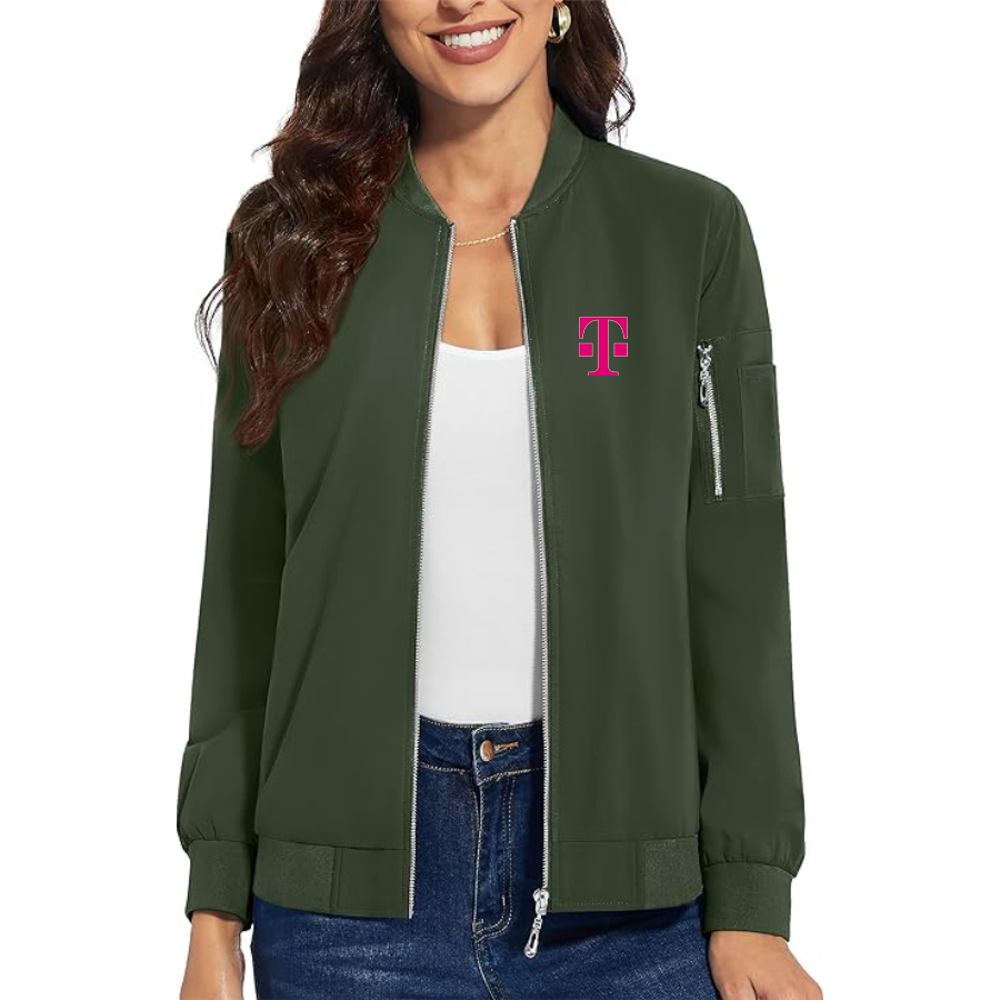 Women's T-Mobile Premium Bomber Jacket with Polished Detailing and Functional Sleeve Pocket Modern Luxury Outerwear