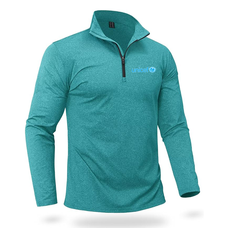 Men's UNICEF Quarter Zip Pullover Premium Fleece Lined Heather Long Sleeve Golf Shirts Midweight 1/4 Half Zip Sweatshirts