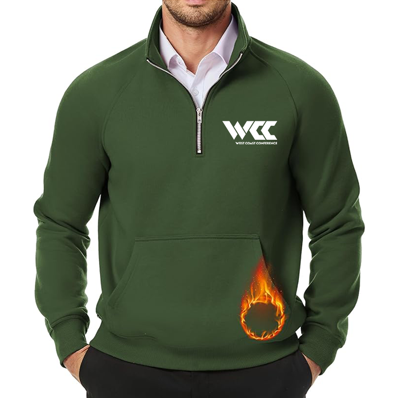 Men's West Coast Conference JMIERR  Quarter Zip Pullover Heavy Sweatshirts Warm Fleece Sweatshirt Polo