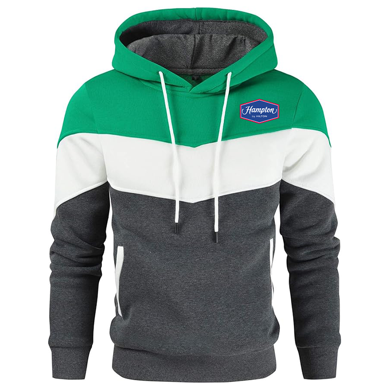 Men's Hampton Gesean Novelty Color Block Pullover Fleece Hoodie Long Sleeve Casual Sweatshirt with Pocket