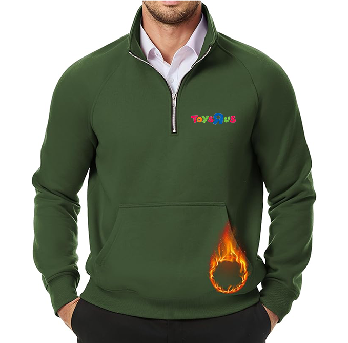 Men's Toys R Us JMIERR  Quarter Zip Pullover Heavy Sweatshirts Warm Fleece Sweatshirt Polo