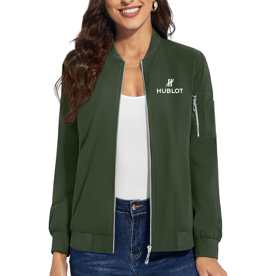 Women's Hublot  Premium Bomber Jacket with Polished Detailing and Functional Sleeve Pocket Modern Luxury Outerwear