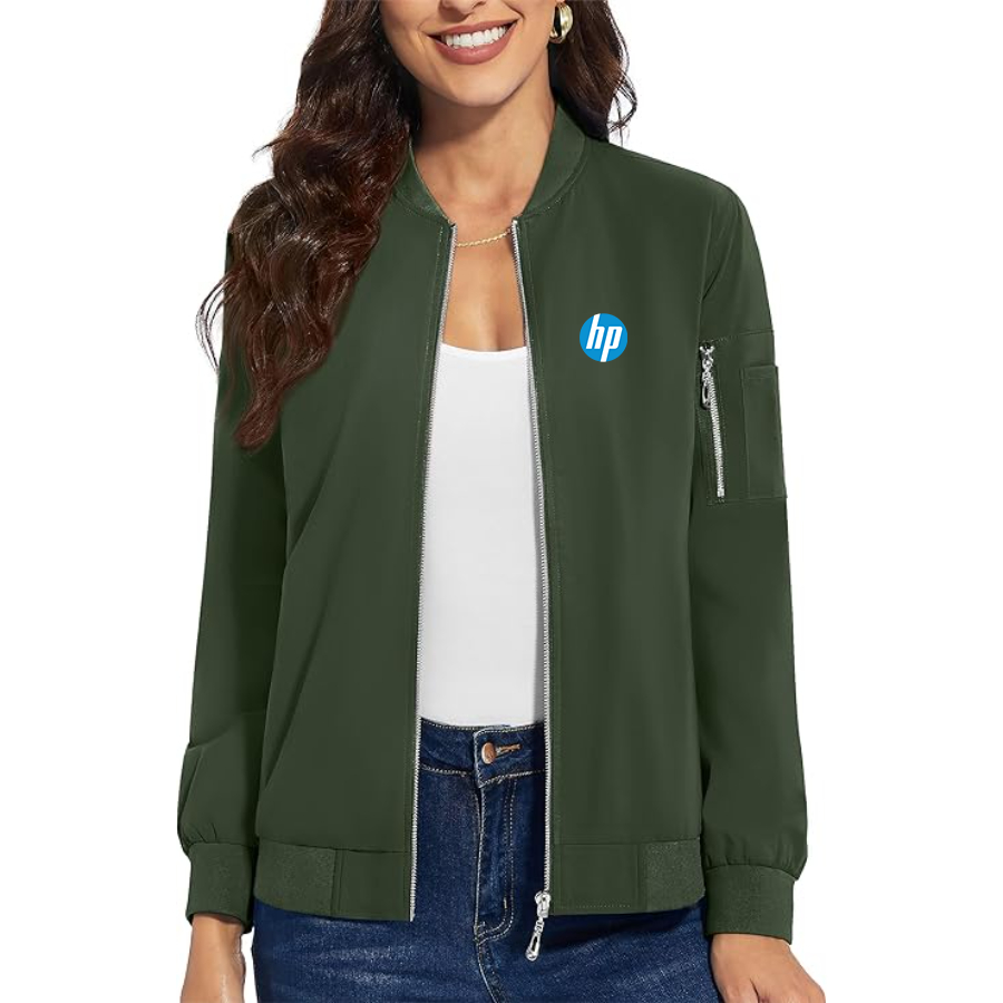 Women's hp Premium Bomber Jacket with Polished Detailing and Functional Sleeve Pocket Modern Luxury Outerwear