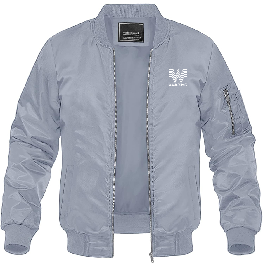 Men's What A Burger Lightweight Bomber Jacket Windbreaker Casual Fall Spring Outdoor Coat