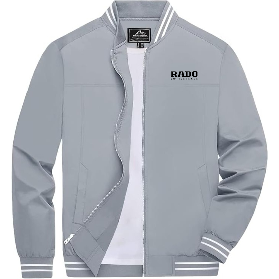 Men's Rado Lightweight Zip-Up Bomber Jacket with Ribbed Collar and Cuffs Versatile Casual Outerwear