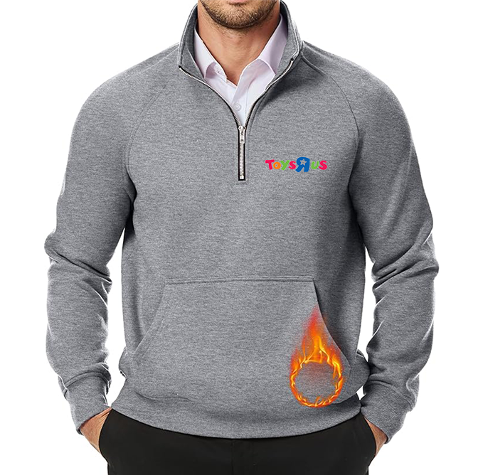 Men's Toys R Us JMIERR  Quarter Zip Pullover Heavy Sweatshirts Warm Fleece Sweatshirt Polo