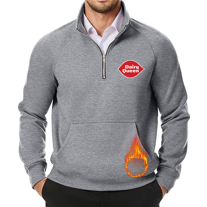 Men's Dairy Queen JMIERR  Quarter Zip Pullover Heavy Sweatshirts Warm Fleece Sweatshirt Polo