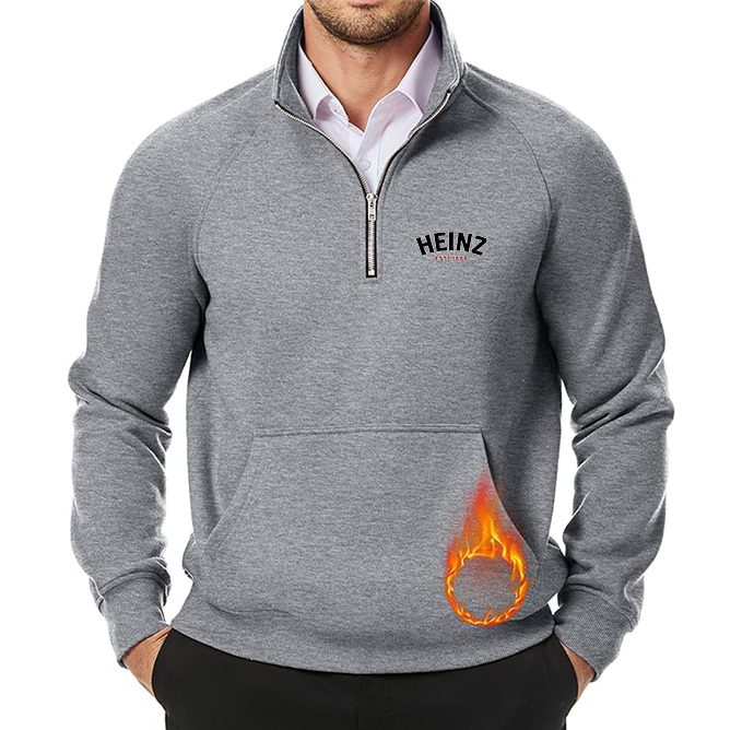 Men's HEINZ JMIERR  Quarter Zip Pullover Heavy Sweatshirts Warm Fleece Sweatshirt Polo