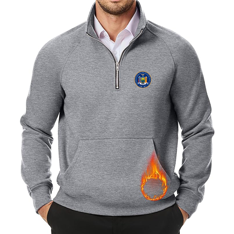 Men's New York  JMIERR  Quarter Zip Pullover Heavy Sweatshirts Warm Fleece Sweatshirt Polo