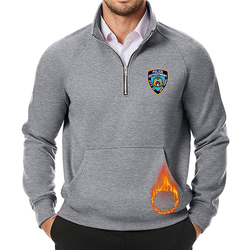 Men's NYPD JMIERR  Quarter Zip Pullover Heavy Sweatshirts Warm Fleece Sweatshirt Polo