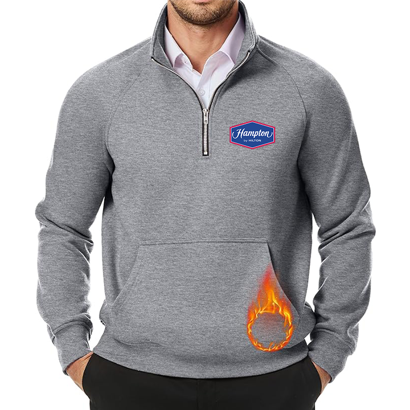 Men's Hampton JMIERR  Quarter Zip Pullover Heavy Sweatshirts Warm Fleece Sweatshirt Polo