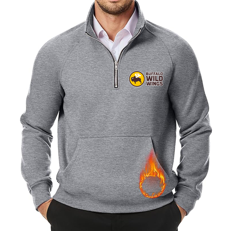 Men's Buffalo Wild Wings JMIERR  Quarter Zip Pullover Heavy Sweatshirts Warm Fleece Sweatshirt Polo