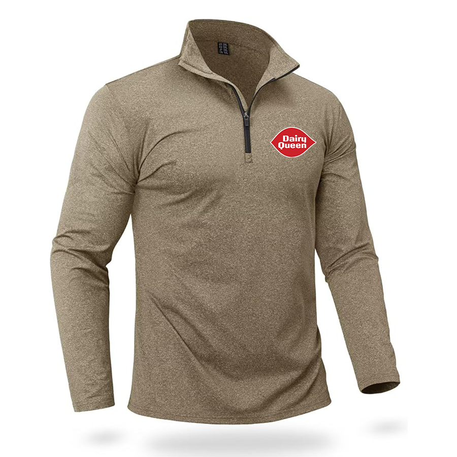 Men's Dairy Queen Quarter Zip Pullover Premium Fleece Lined Heather Long Sleeve Golf Shirts Midweight 1/4 Half Zip Sweatshirts