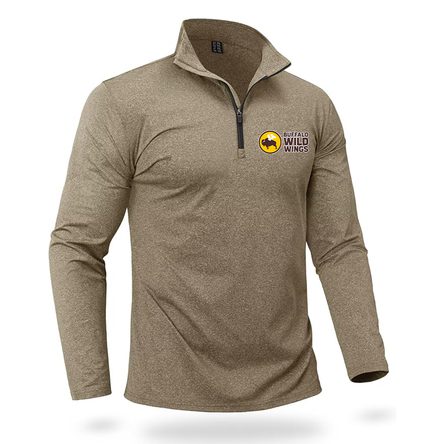Men's Buffalo Wild Wings Quarter Zip Pullover Premium Fleece Lined Heather Long Sleeve Golf Shirts Midweight 1/4 Half Zip Sweatshirts