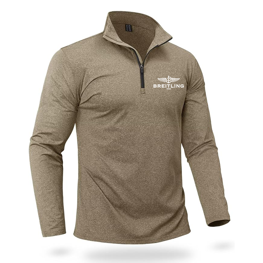 Men's Breitling  Quarter Zip Pullover Premium Fleece Lined Heather Long Sleeve Golf Shirts Midweight 1/4 Half Zip Sweatshirts