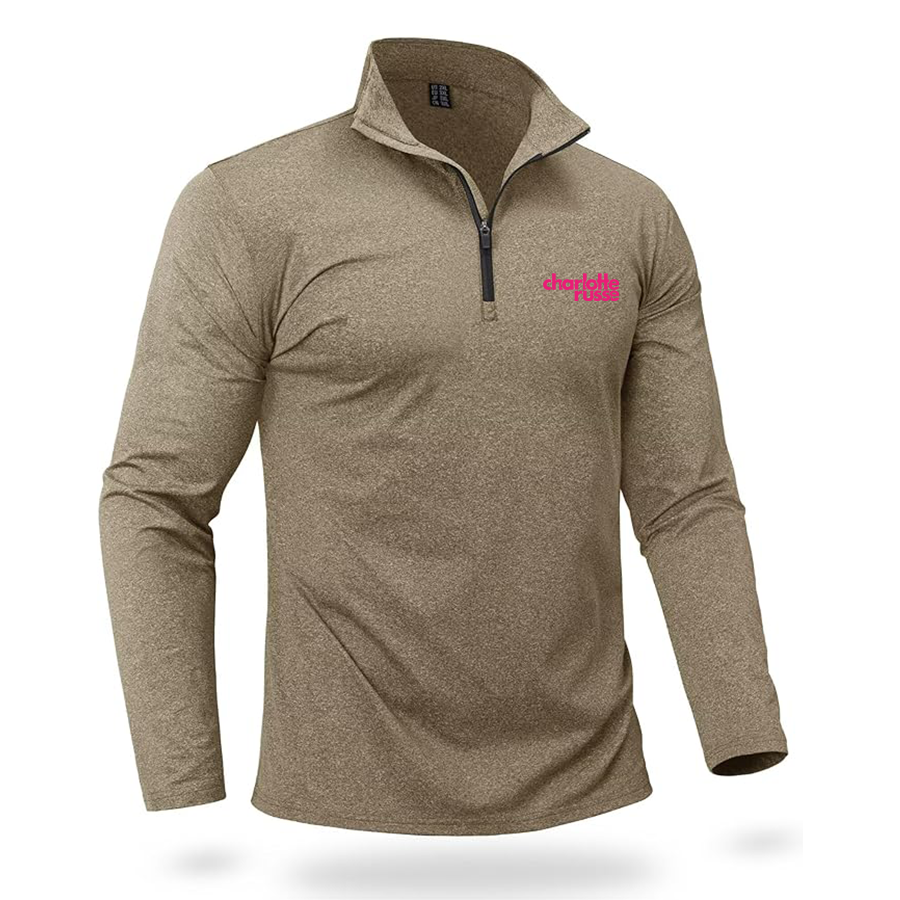 Men's Charlotte Russe Quarter Zip Pullover Premium Fleece Lined Heather Long Sleeve Golf Shirts Midweight 1/4 Half Zip Sweatshirts