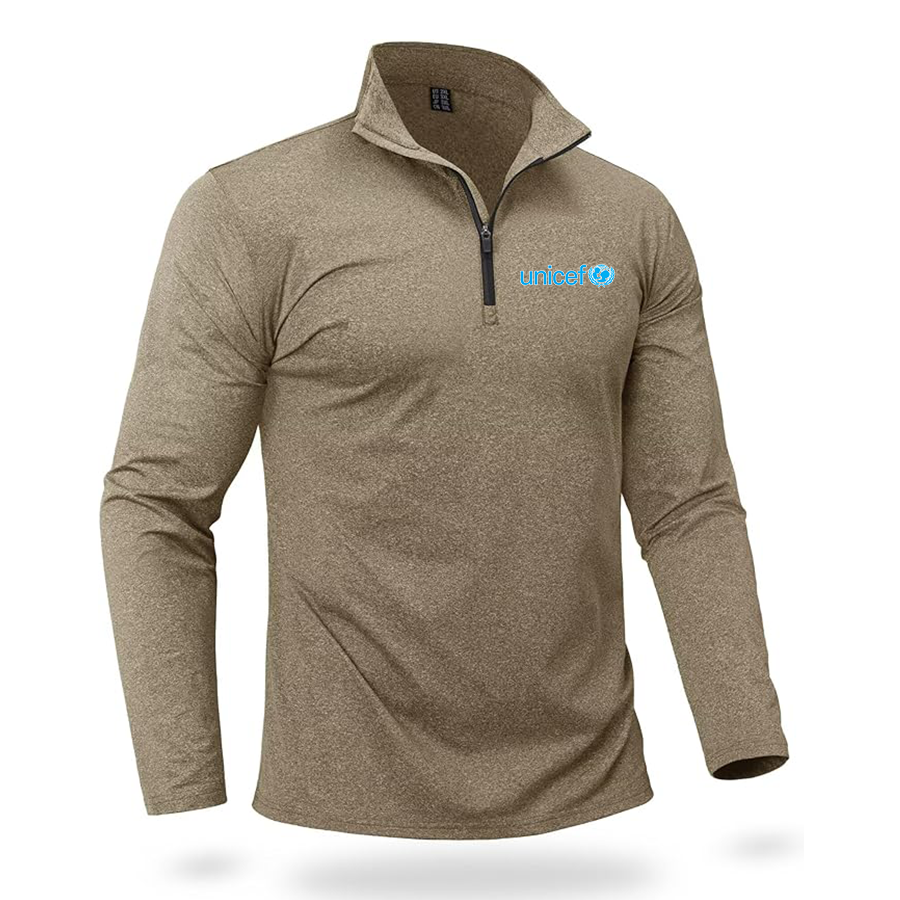 Men's UNICEF Quarter Zip Pullover Premium Fleece Lined Heather Long Sleeve Golf Shirts Midweight 1/4 Half Zip Sweatshirts