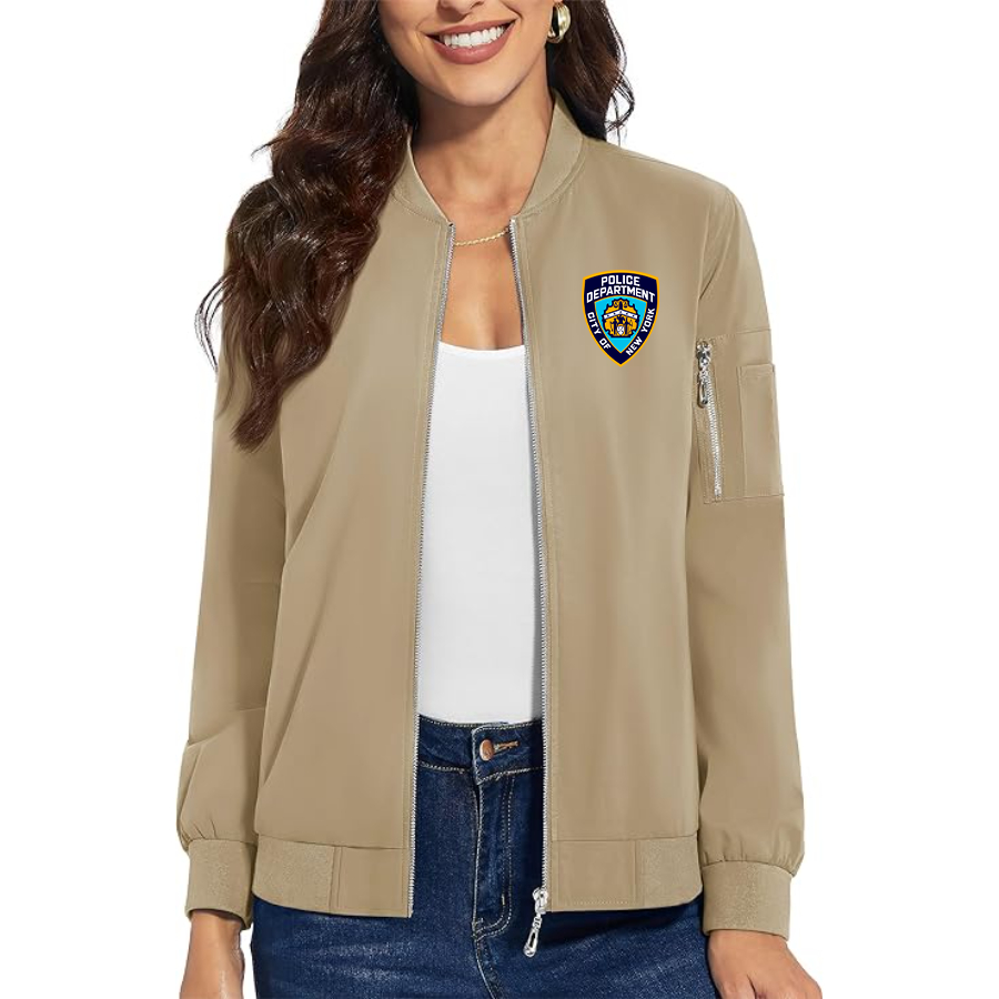 Women's NYPD Premium Bomber Jacket with Polished Detailing and Functional Sleeve Pocket Modern Luxury Outerwear