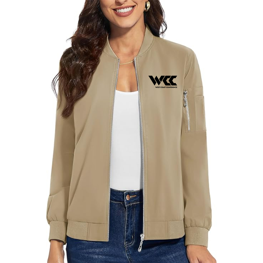 Women's West Coast Conference Premium Bomber Jacket with Polished Detailing and Functional Sleeve Pocket Modern Luxury Outerwear