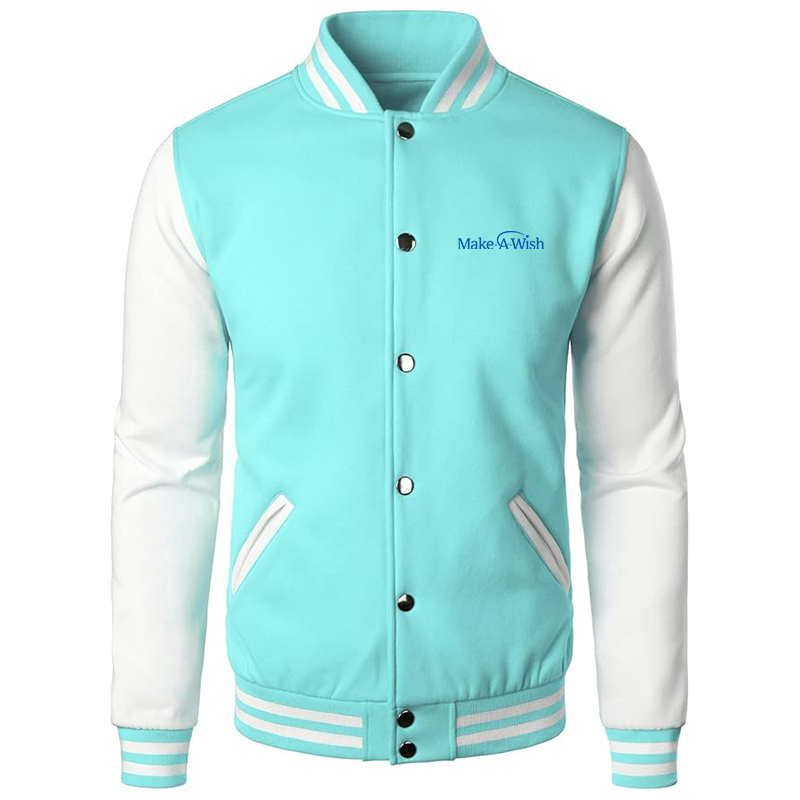Men's Make-A-Wish  Varsity Baseball Jacket Cotton Blend Letterman Jackets