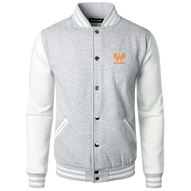 Men's What A Burger Varsity Baseball Jacket Cotton Blend Letterman Jackets