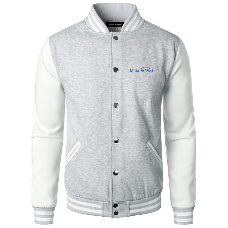 Men's Make-A-Wish  Varsity Baseball Jacket Cotton Blend Letterman Jackets