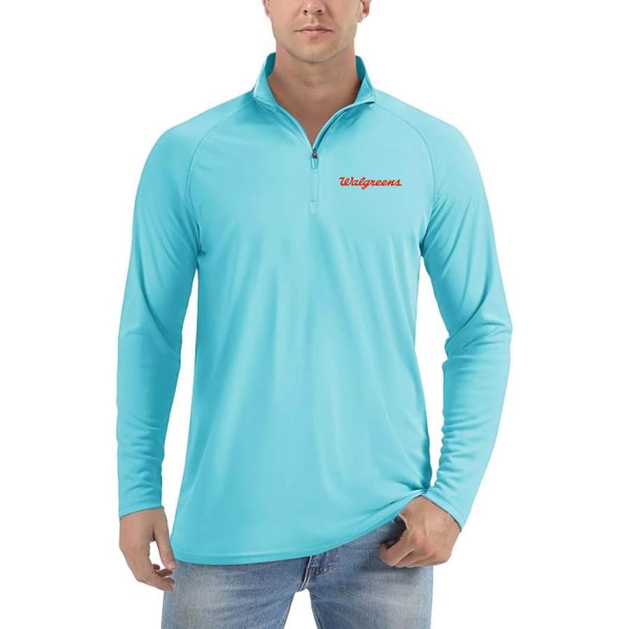Men's Walgreens  Lightweight Quarter-Zip Athletic Shirt Long Sleeve Performance Wear