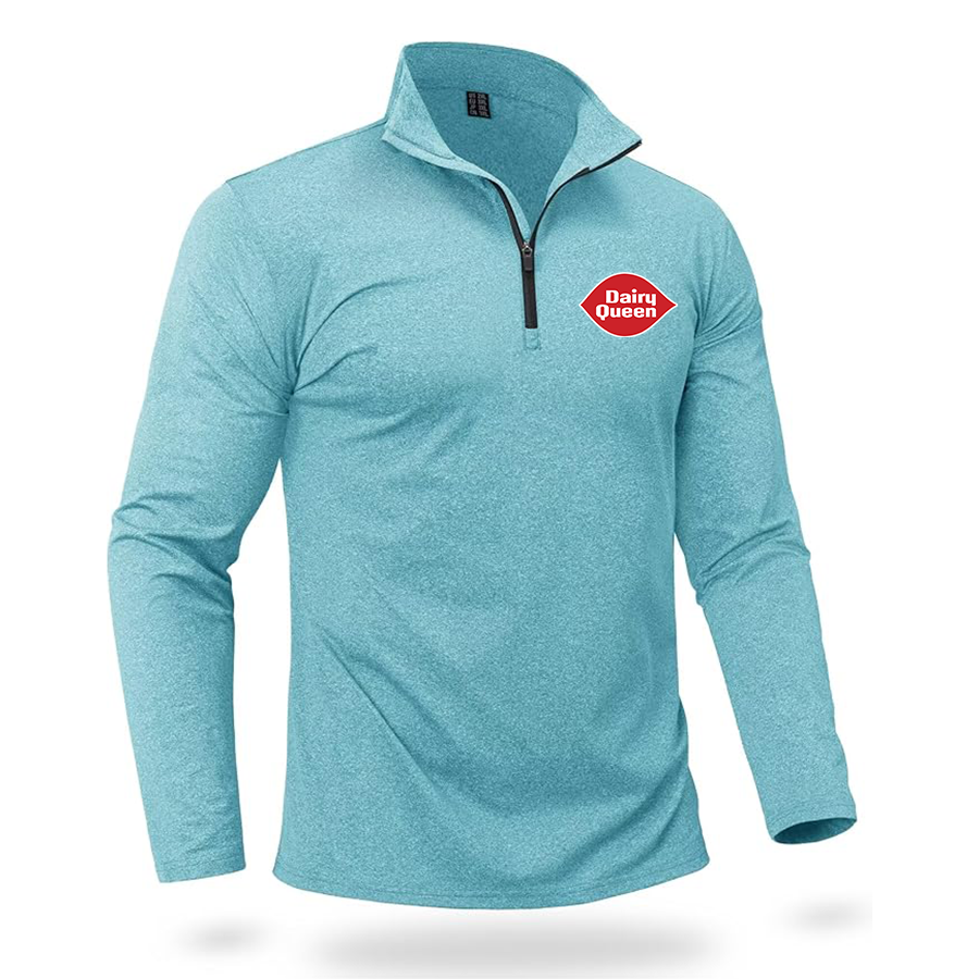 Men's Dairy Queen Quarter Zip Pullover Premium Fleece Lined Heather Long Sleeve Golf Shirts Midweight 1/4 Half Zip Sweatshirts