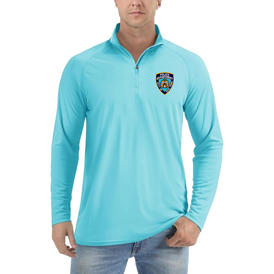 Men's NYPD Lightweight Quarter-Zip Athletic Shirt Long Sleeve Performance Wear