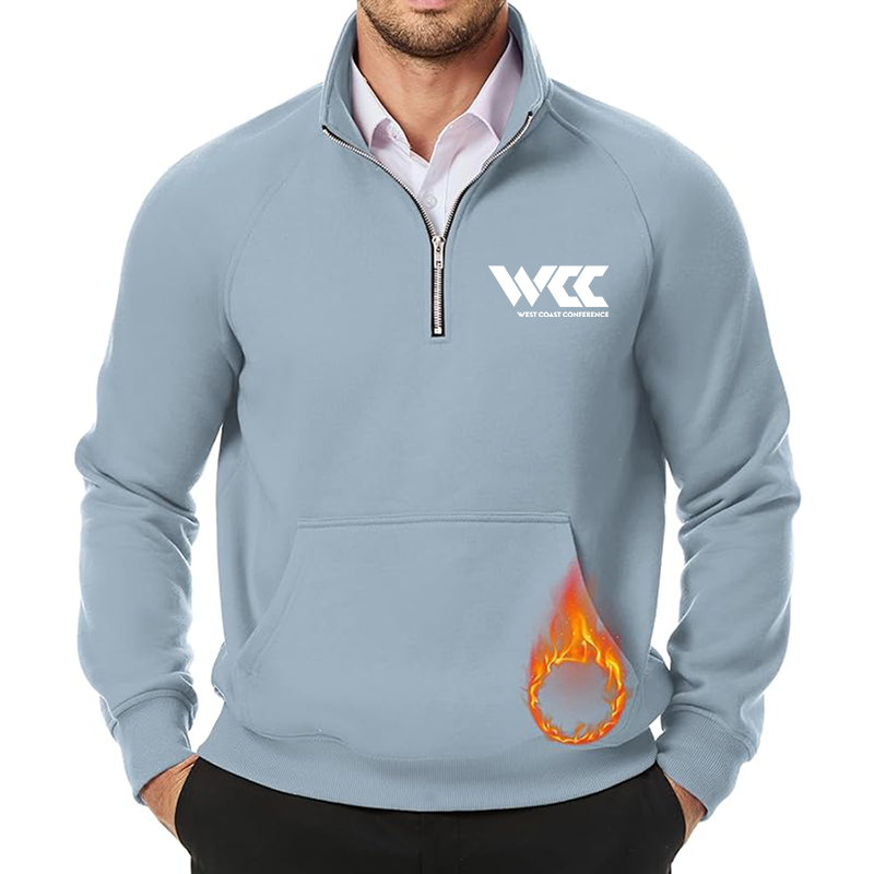 Men's West Coast Conference JMIERR  Quarter Zip Pullover Heavy Sweatshirts Warm Fleece Sweatshirt Polo