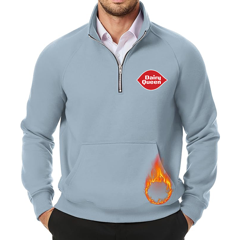 Men's Dairy Queen JMIERR  Quarter Zip Pullover Heavy Sweatshirts Warm Fleece Sweatshirt Polo