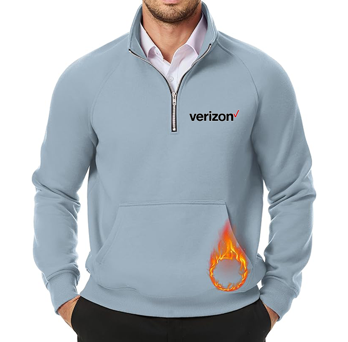 Men's Verizon JMIERR  Quarter Zip Pullover Heavy Sweatshirts Warm Fleece Sweatshirt Polo