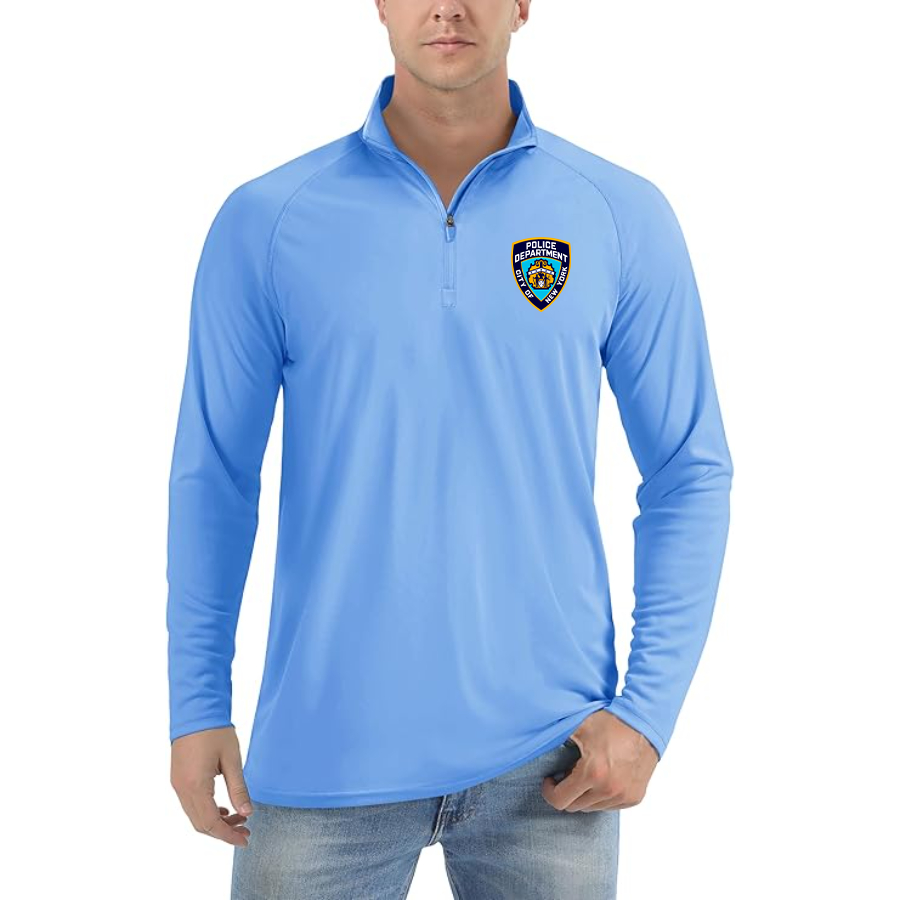 Men's NYPD Lightweight Quarter-Zip Athletic Shirt Long Sleeve Performance Wear
