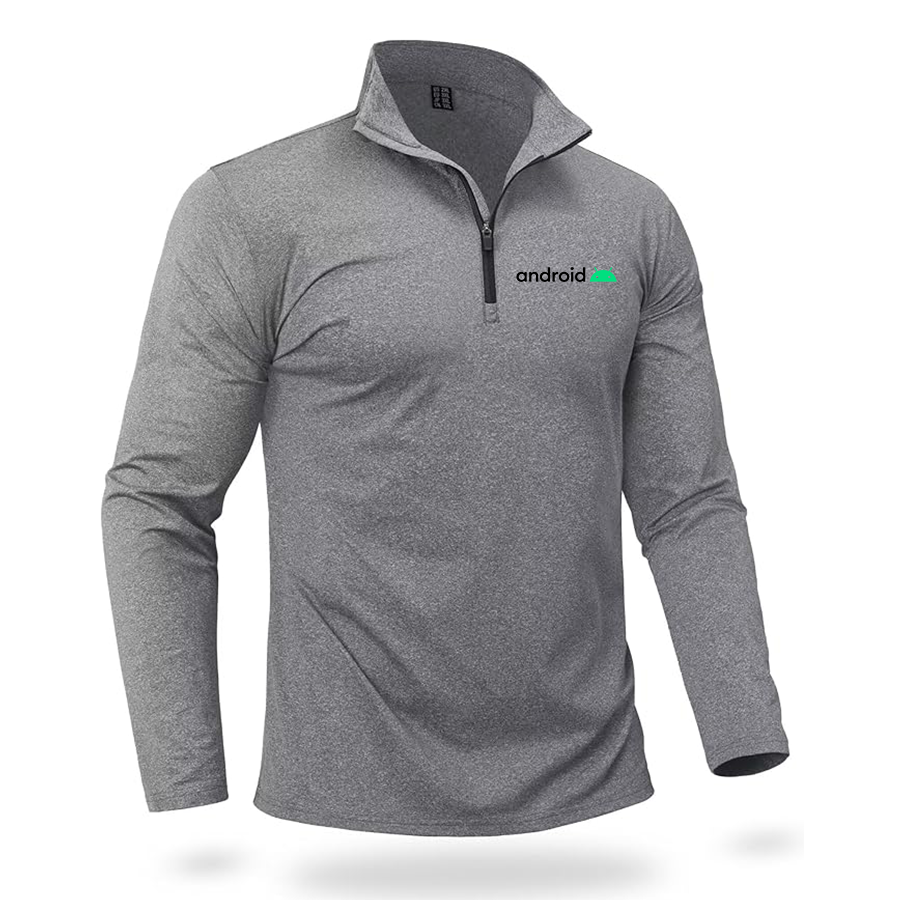 Men's Android  Quarter Zip Pullover Premium Fleece Lined Heather Long Sleeve Golf Shirts Midweight 1/4 Half Zip Sweatshirts