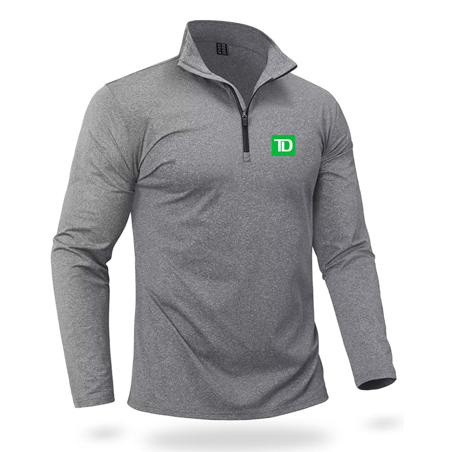 Men's TD Bank Quarter Zip Pullover Premium Fleece Lined Heather Long Sleeve Golf Shirts Midweight 1/4 Half Zip Sweatshirts