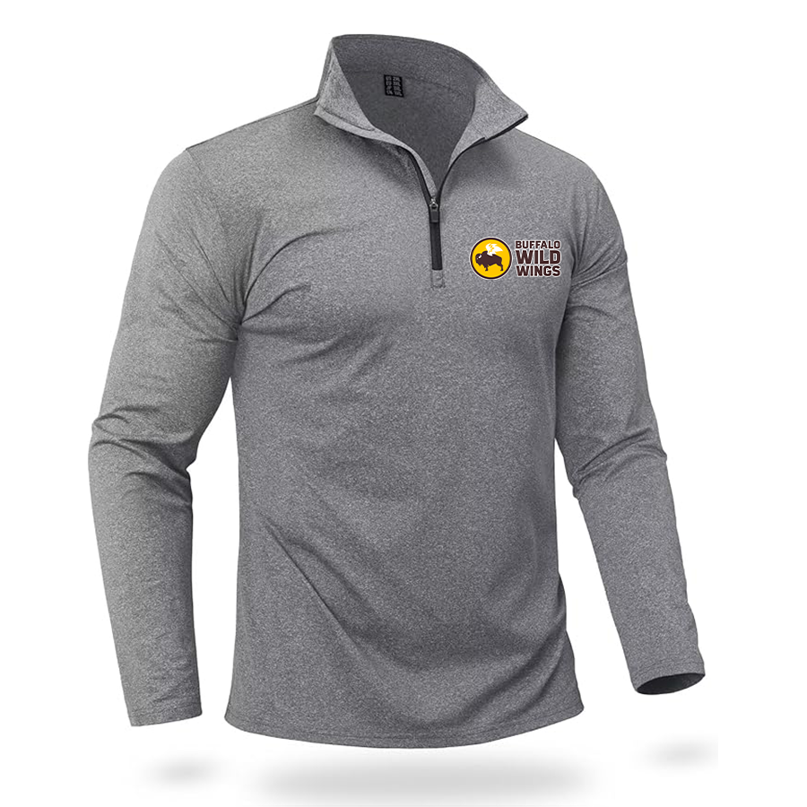Men's Buffalo Wild Wings Quarter Zip Pullover Premium Fleece Lined Heather Long Sleeve Golf Shirts Midweight 1/4 Half Zip Sweatshirts