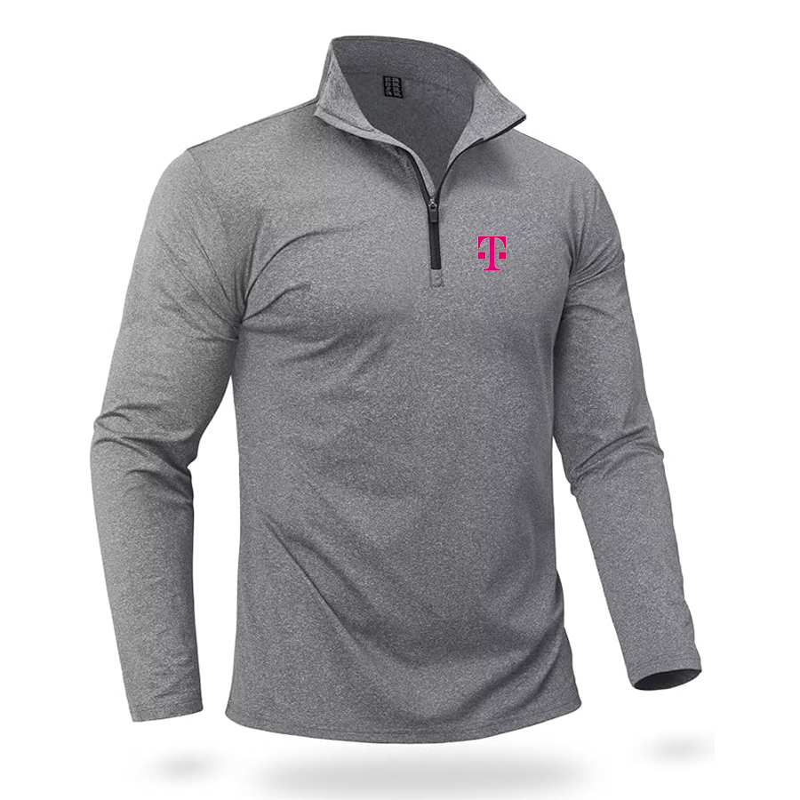 Men's T-Mobile Quarter Zip Pullover Premium Fleece Lined Heather Long Sleeve Golf Shirts Midweight 1/4 Half Zip Sweatshirts