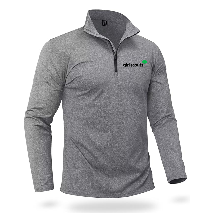 Men's Girl Scouts Quarter Zip Pullover Premium Fleece Lined Heather Long Sleeve Golf Shirts Midweight 1/4 Half Zip Sweatshirts