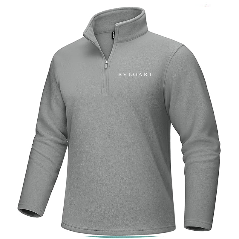 Men's BVLGARI MAGCOMSEN Quarter-Zip Pullover Polar Fleece Sweatshirt Stand Collar Long Sleeve Shirt for Men Thermal Winter Fall